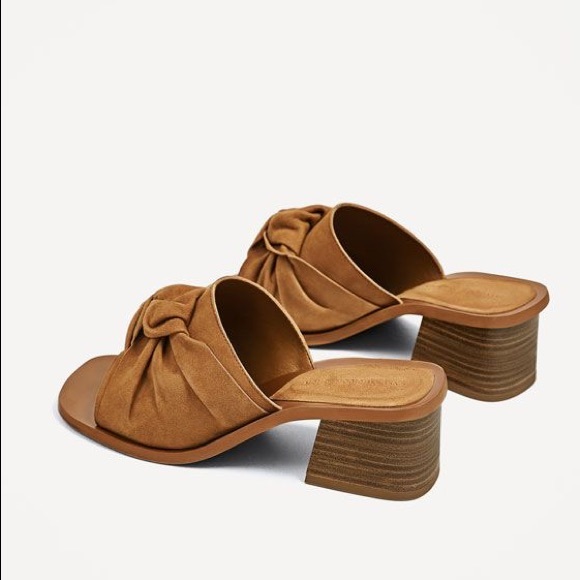 NWT ZARA KNOTTED SLINGBACK HIGH HEEL LEATHER SHOES - Picture 6 of 6